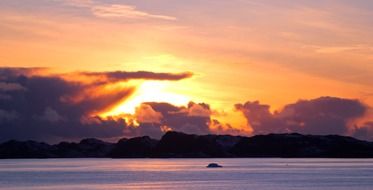Greenland at the sunset