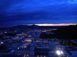 blue Salzburg night sky