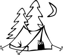 Black and white camping clipart