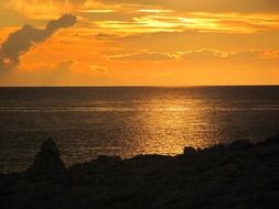 gorgeous sunset sky over calm sea