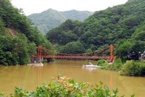 dredge on river at bridge