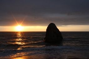 Sunset sky over the ocean beach
