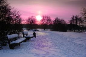 Beautiful sunrise in winter