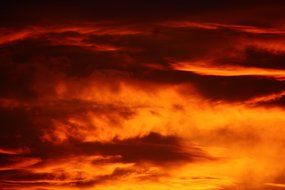 fiery clouds at sunset