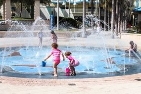 children in the children's pool