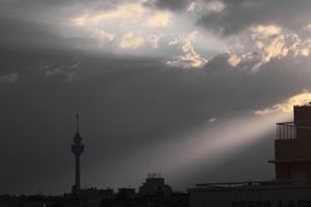 cloudy sunset over the city