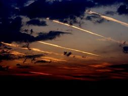 The dark sky at sunset