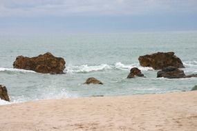 landscape of rocks on a ocean bank