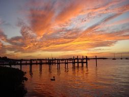 bright sunset over Key Largo in Florida