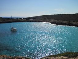 sailing boat on a lake in Mallorca