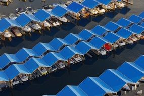 panoramic view of the covered pier in the harbor