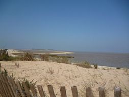 wooden fence among the sands on the ocean