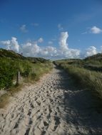 walk path on sand beach, germany, sylt