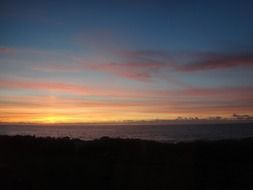 afterglow of sunset on the horizon in the evening sky
