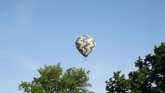 balloon in the sky above the forest