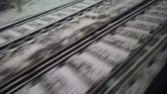 rails on the railway in the snow