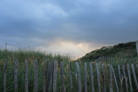 fence and dunes on the North Sea coast