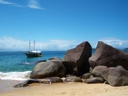 boat on the blue water of the sea