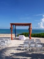 preparation for the ceremony on the beach in mexico