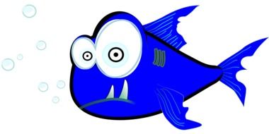 drawing of a blue shark with big eyes