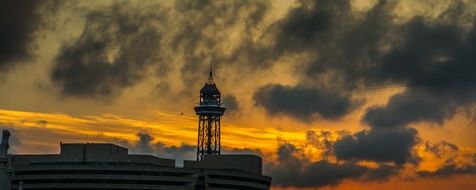 photo of the port at sunset in Barcelona
