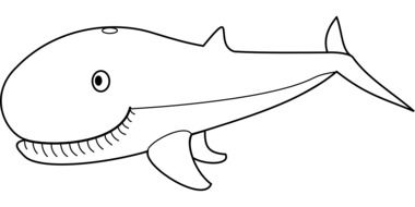 Black and white drawing of the white whale