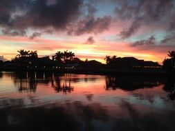 pink sky over the tropics at a sunset