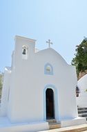 small white church on the Mediterranean coast