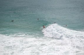 Surfing on the waves in ocean
