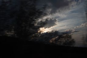 dark clouds in the evening sky at dusk