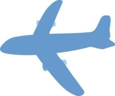 blue silhouette of a flying airplane