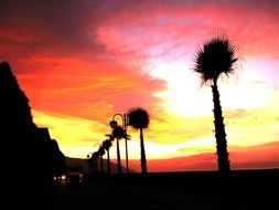 red dramatic sunset at lido beach