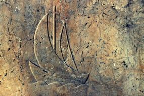 Symbol of the ship on the stone