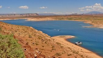 sandy shore of the lake