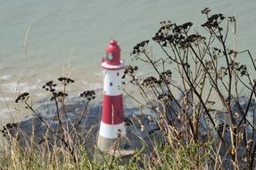 top view of lighthouse on sea coast