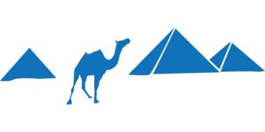 pyramids camel blue silhouette drawing