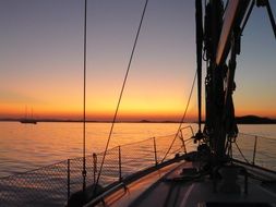 sunset view from sailing boat