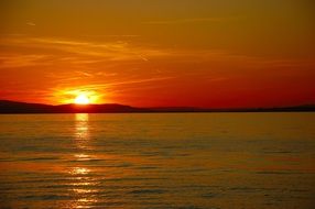 Golden sunset on the lake
