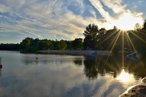 sunset with Reflection on lake