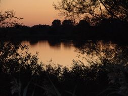 dark sunset over the lake