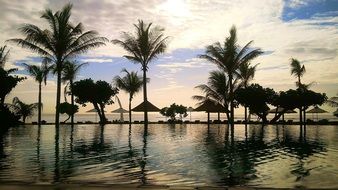 beautiful beach in bali at dusk