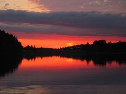 Landscape of Bright Red sunset