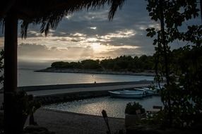 landscape of the coast at the sunset