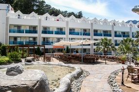 Courtyard of a luxury hotel