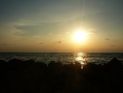 sunset over the coast in cartagena