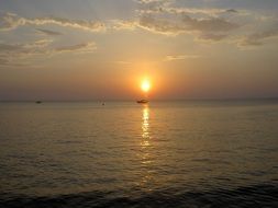sunset on the horizon over the turkey coast