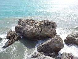 boulders on the shore in Nerja