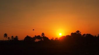 landscape of sunset in the cloudless sky