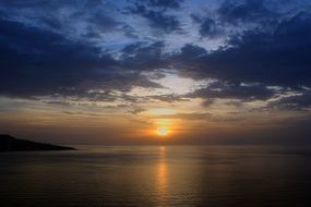 beautiful cloudy sunset on the mediterranean