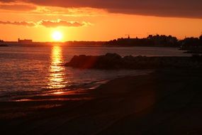 romantic sunset on crete